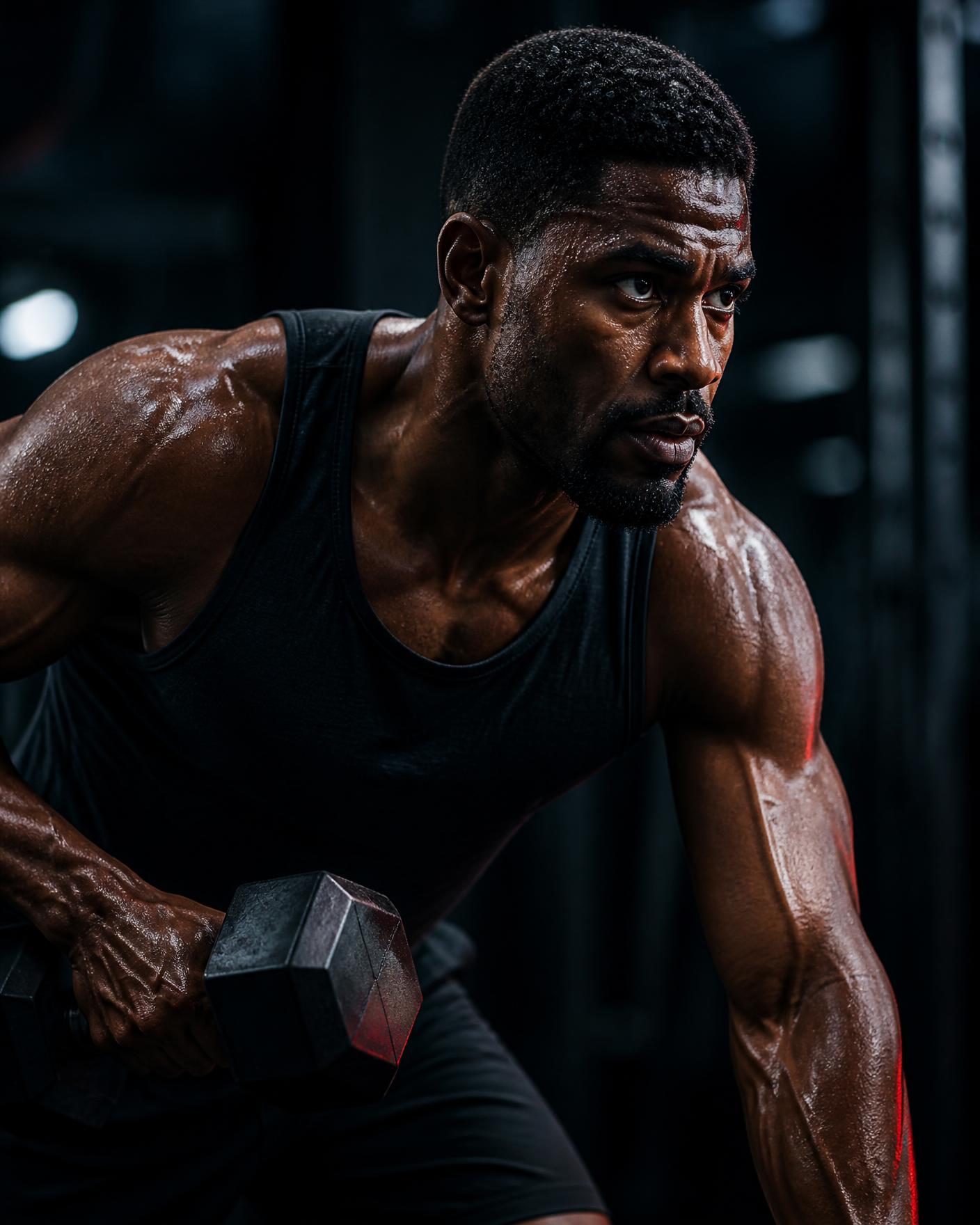 FIT-XX athlete training with dumbbells